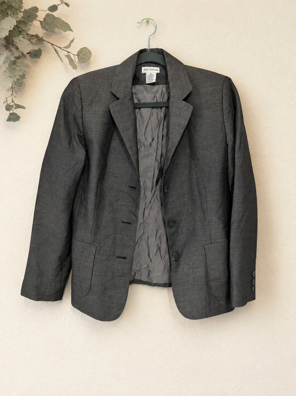 Ann Taylor Charcoal Grey Blazer Jacket Size 6